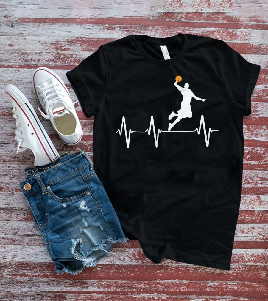 Basketball Dunk Heartbeat Silhouette Pulse T-Shirt
