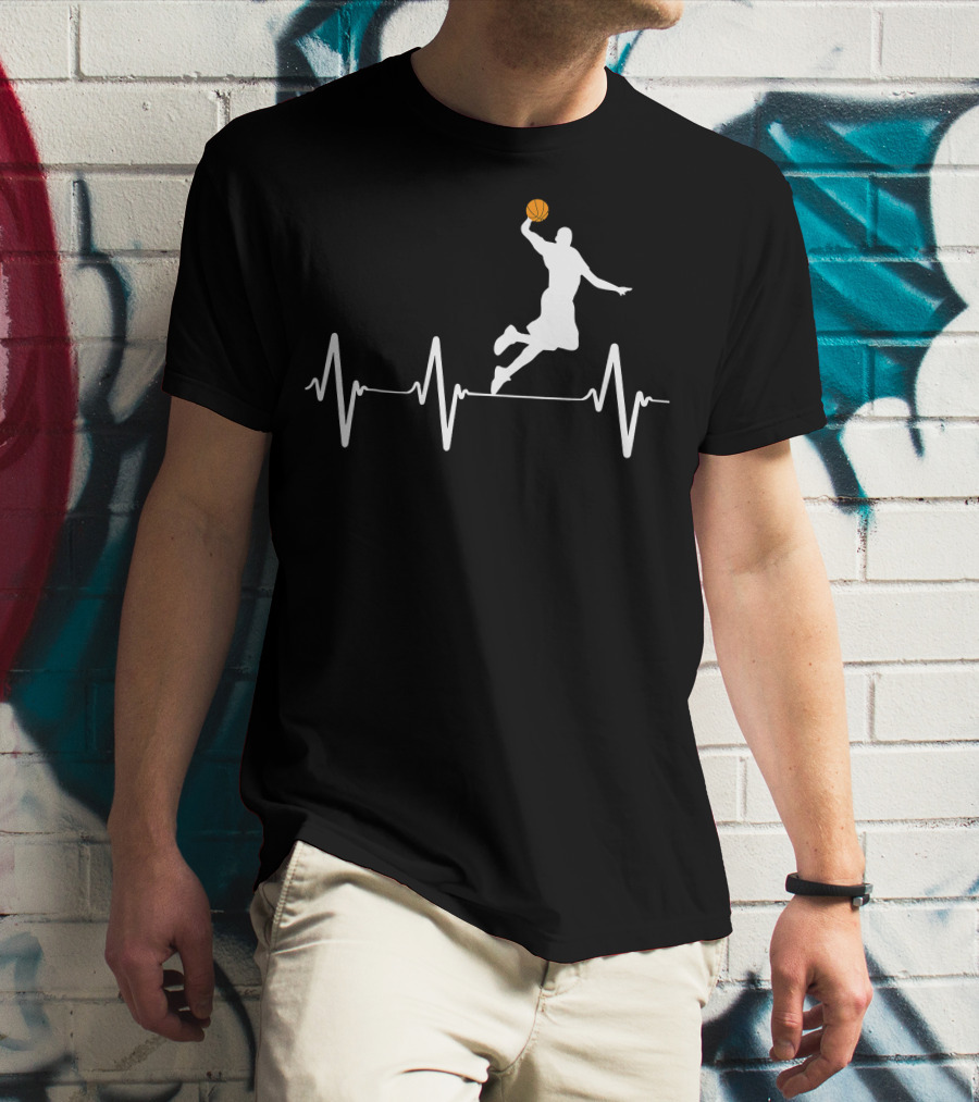 Basketball Dunk Heartbeat Silhouette Pulse T-Shirt
