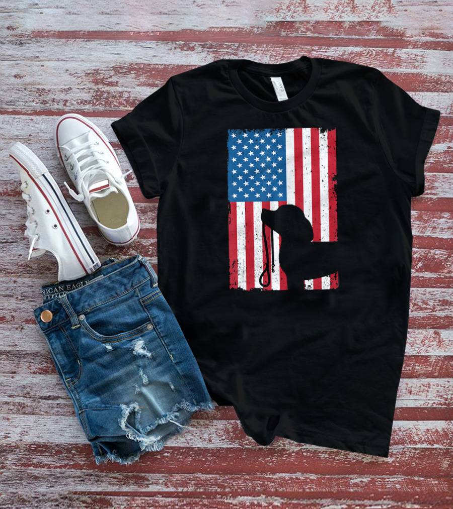Beagle Silhouette American Flag Patriotic T-Shirt