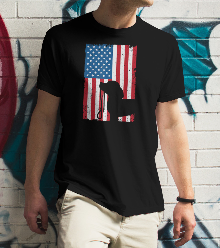 Beagle Silhouette American Flag Patriotic T-Shirt
