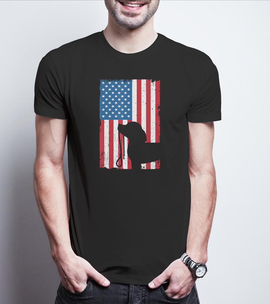 Beagle Silhouette American Flag Patriotic T-Shirt