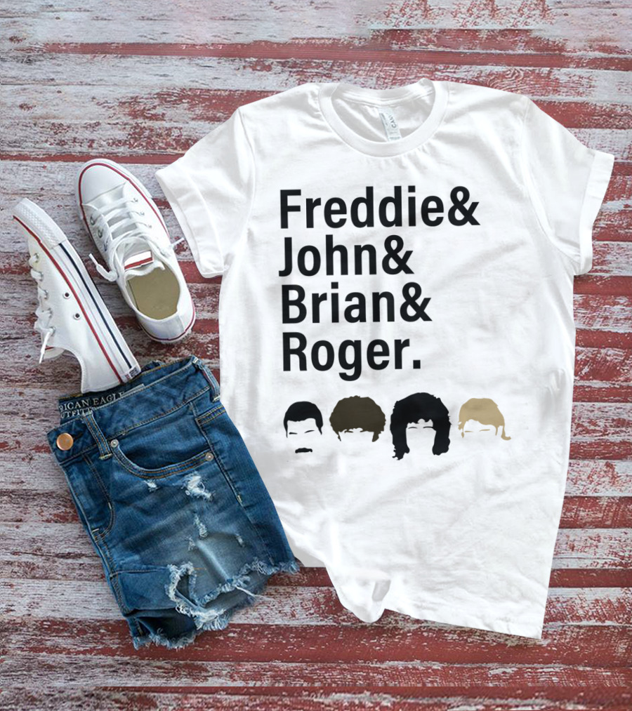 Freddie John Brian Roger Hair Silhouettes Queen Band Members T-Shirt