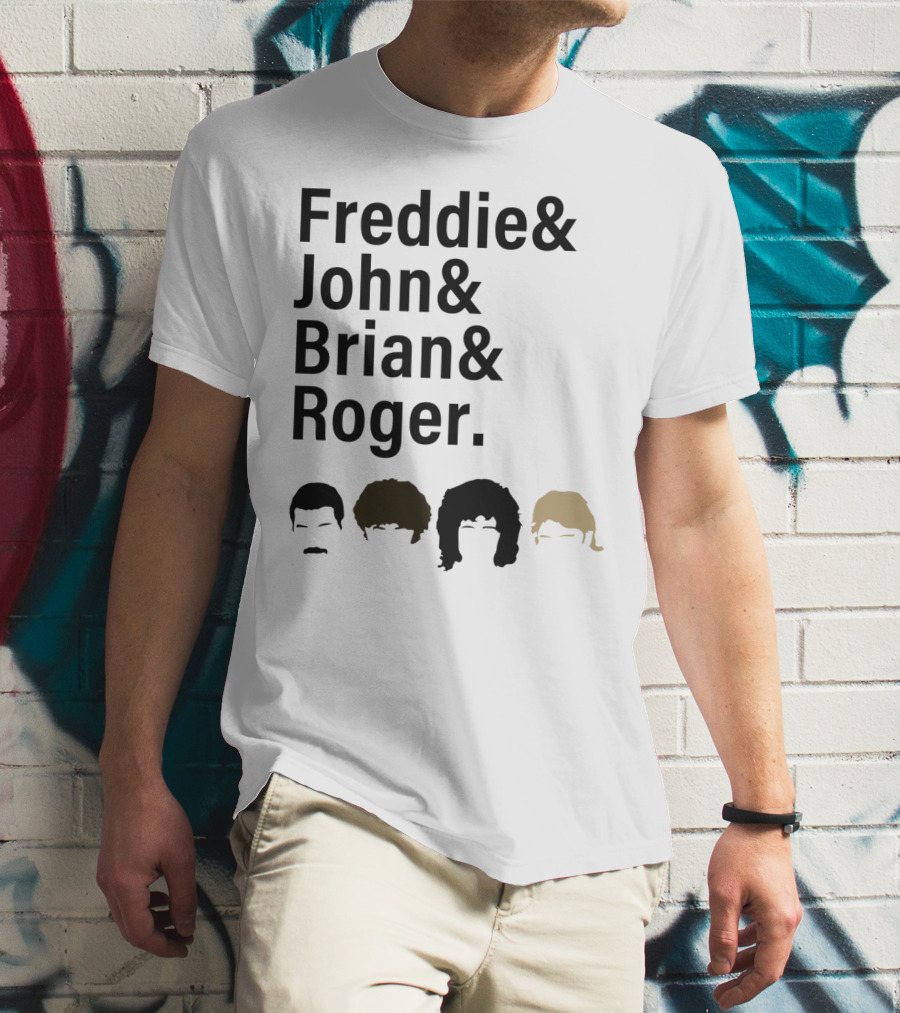 Freddie John Brian Roger Hair Silhouettes Queen Band Members T-Shirt