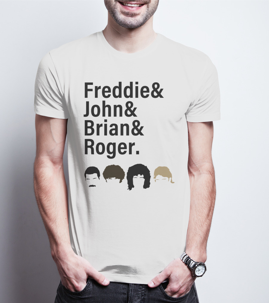 Freddie John Brian Roger Hair Silhouettes Queen Band Members T-Shirt