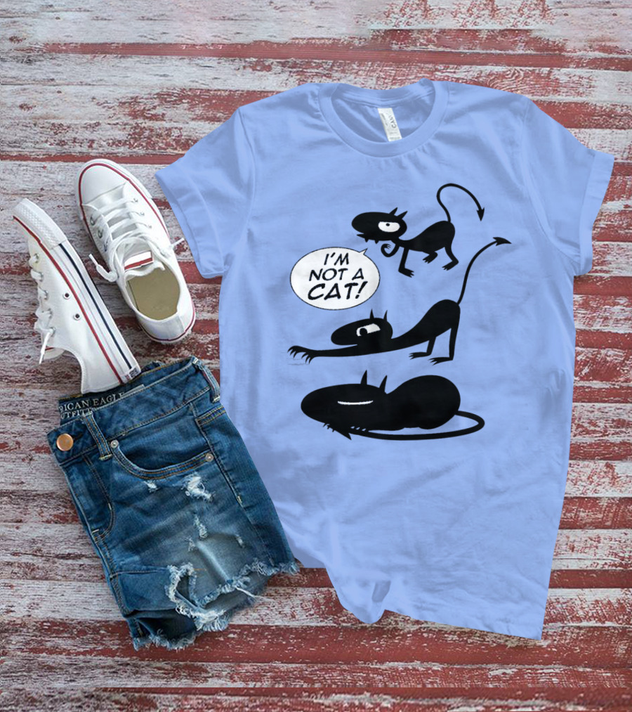 I'm Not A Cat Black Cartoon Creatures With Tails And Horns T-Shirt