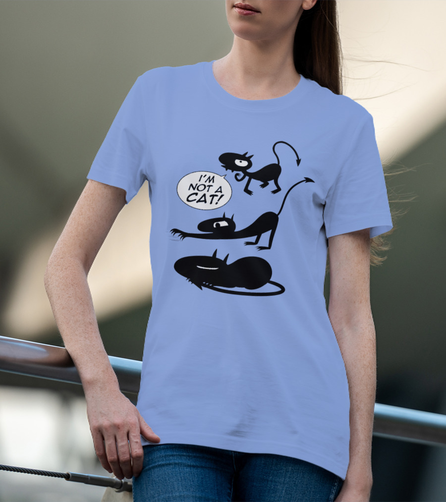 I'm Not A Cat Black Cartoon Creatures With Tails And Horns T-Shirt