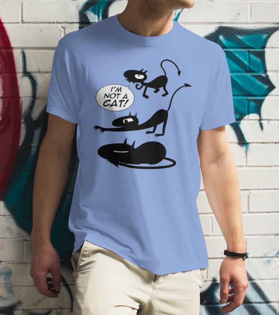 I'm Not A Cat Black Cartoon Creatures With Tails And Horns T-Shirt