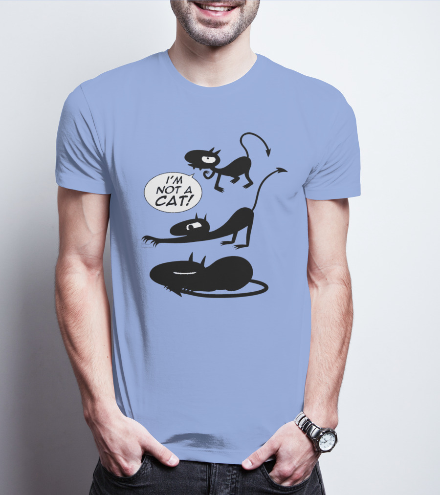 I'm Not A Cat Black Cartoon Creatures With Tails And Horns T-Shirt