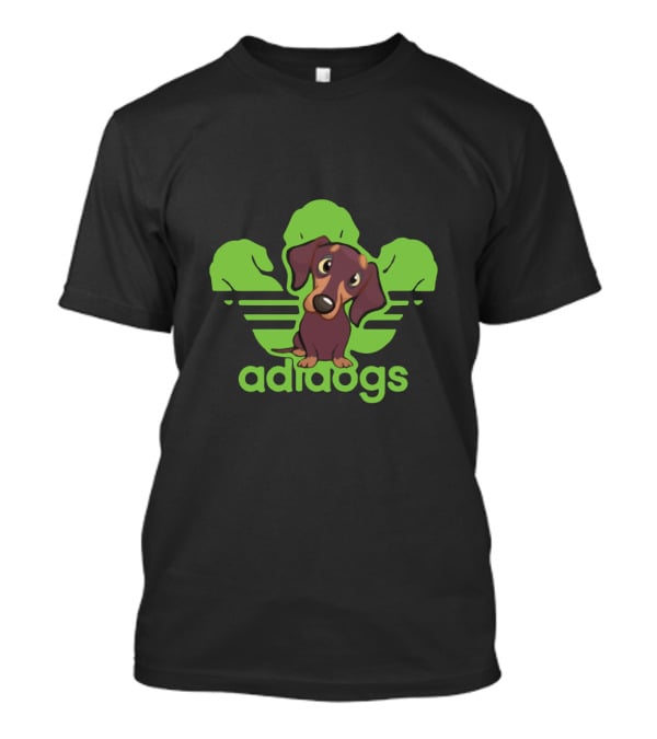 Adidogs Green Logo With Dachshund T-Shirt