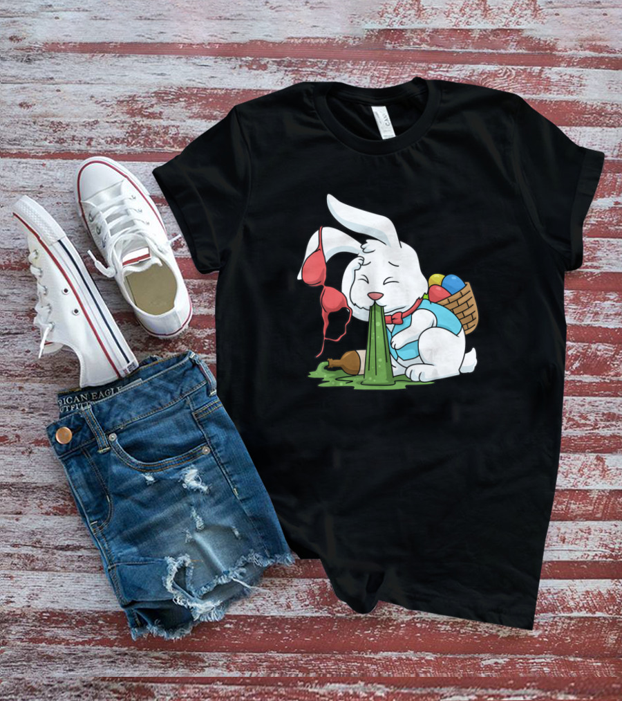 Funny Easter Bunny Egg Hunt Hangover With Bra And Eggs T-Shirt