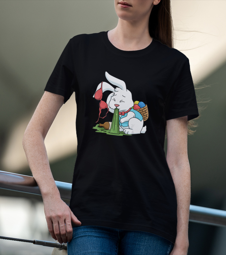 Funny Easter Bunny Egg Hunt Hangover With Bra And Eggs T-Shirt