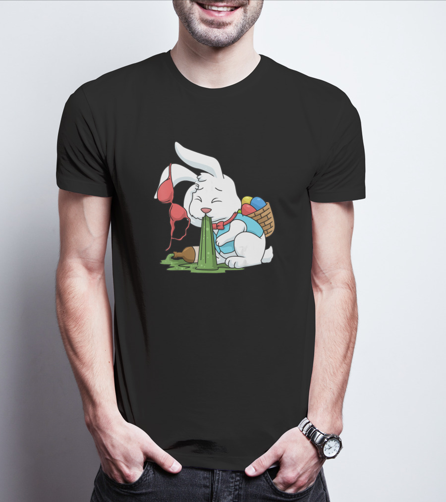 Funny Easter Bunny Egg Hunt Hangover With Bra And Eggs T-Shirt