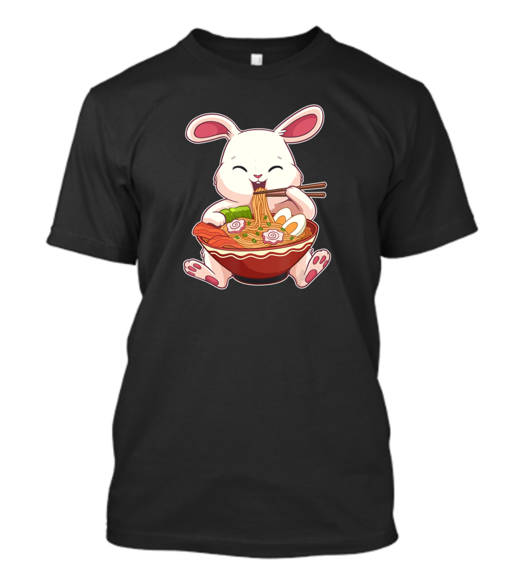 Kawaii Japanese Easter Bunny Eating Ramen Noodles With Egg T-Shirt