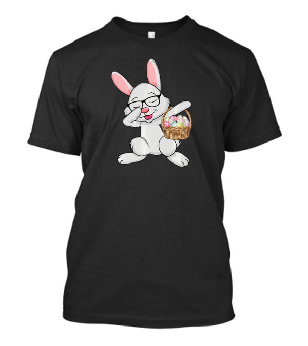 Dabbing Bunny Easter Rabbit With Basket Of Eggs Dab Gesture T-Shirt