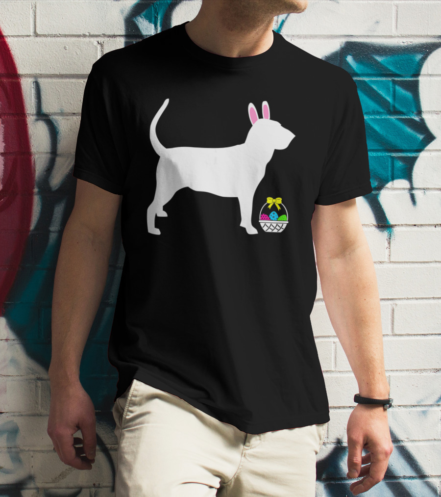 Bloodhound Dog Easter Bunny Ears Basket T-Shirt