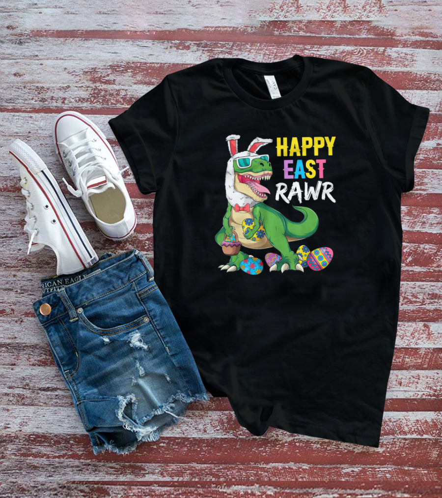 Happy Easter Rawr Dinosaur Rabbit Toddler Boys Egg T-Shirt
