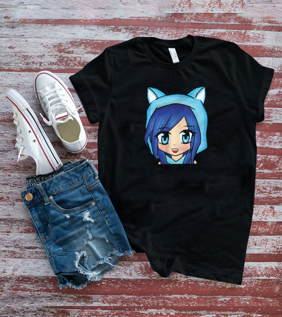 ItsFunneh Blue Anime Character With Cat Ears T-Shirt