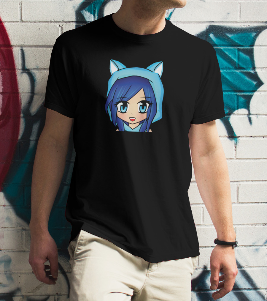 ItsFunneh Blue Anime Character With Cat Ears T-Shirt