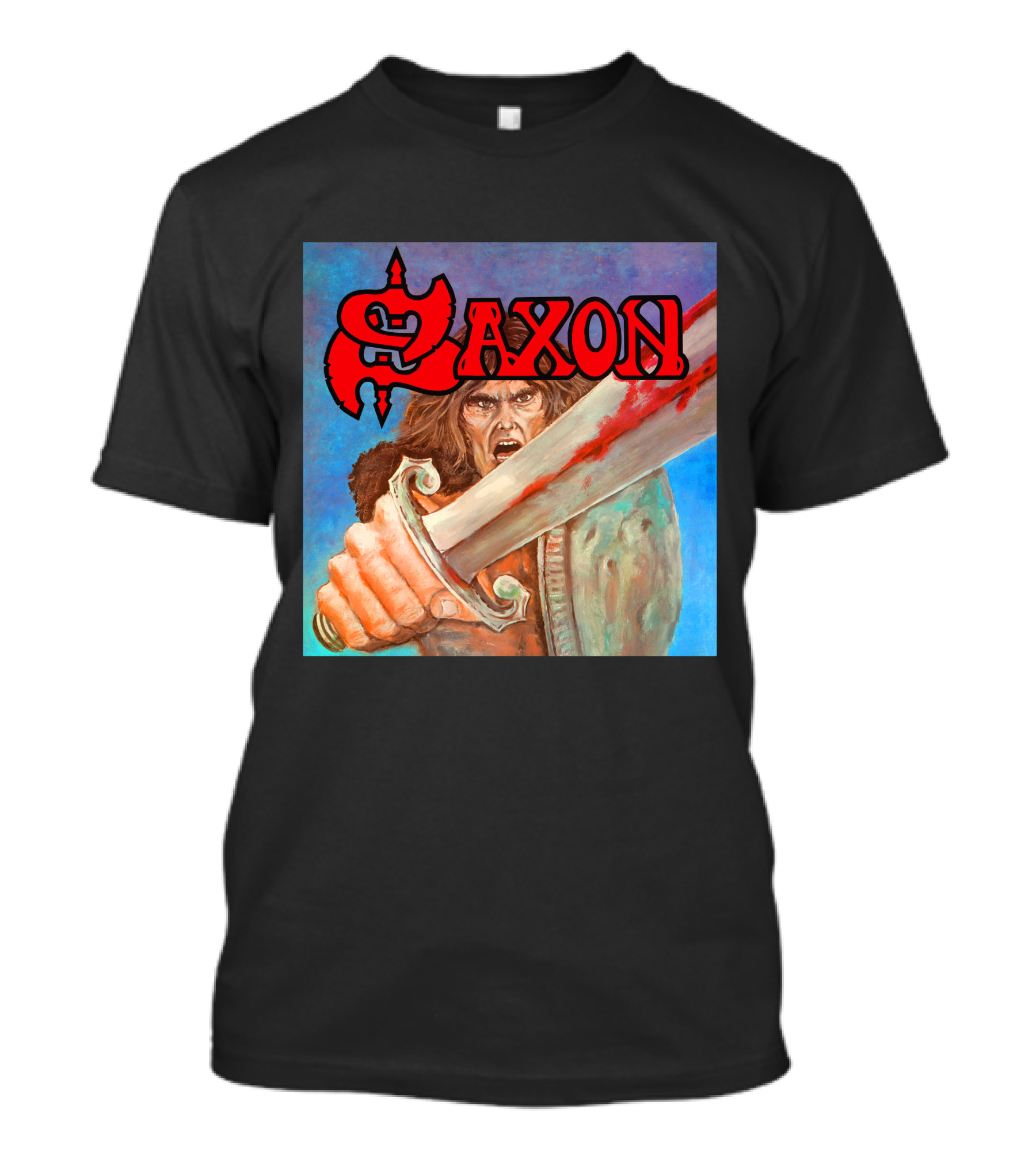 SAXON Crusader Warrior With Bloodied Sword T-Shirt