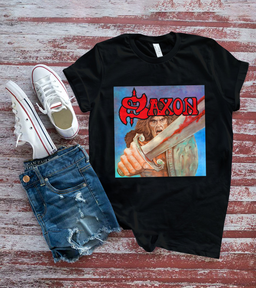 SAXON Crusader Warrior With Bloodied Sword T-Shirt