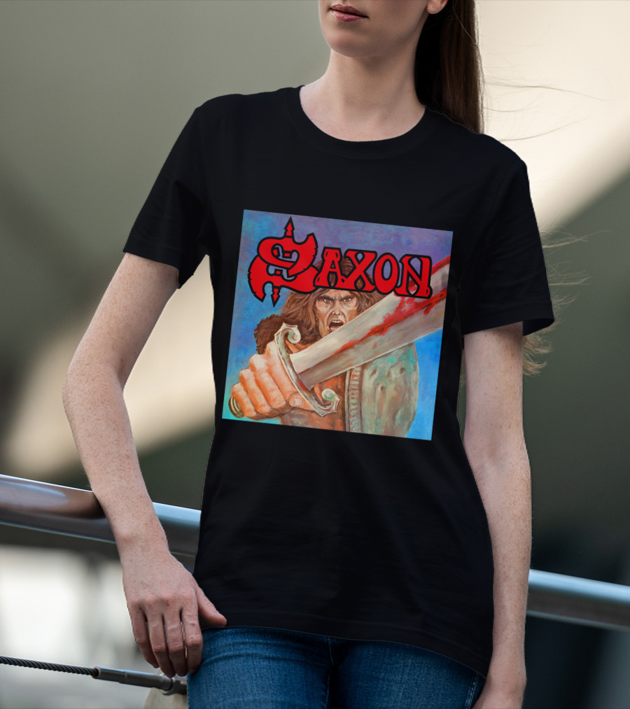 SAXON Crusader Warrior With Bloodied Sword T-Shirt