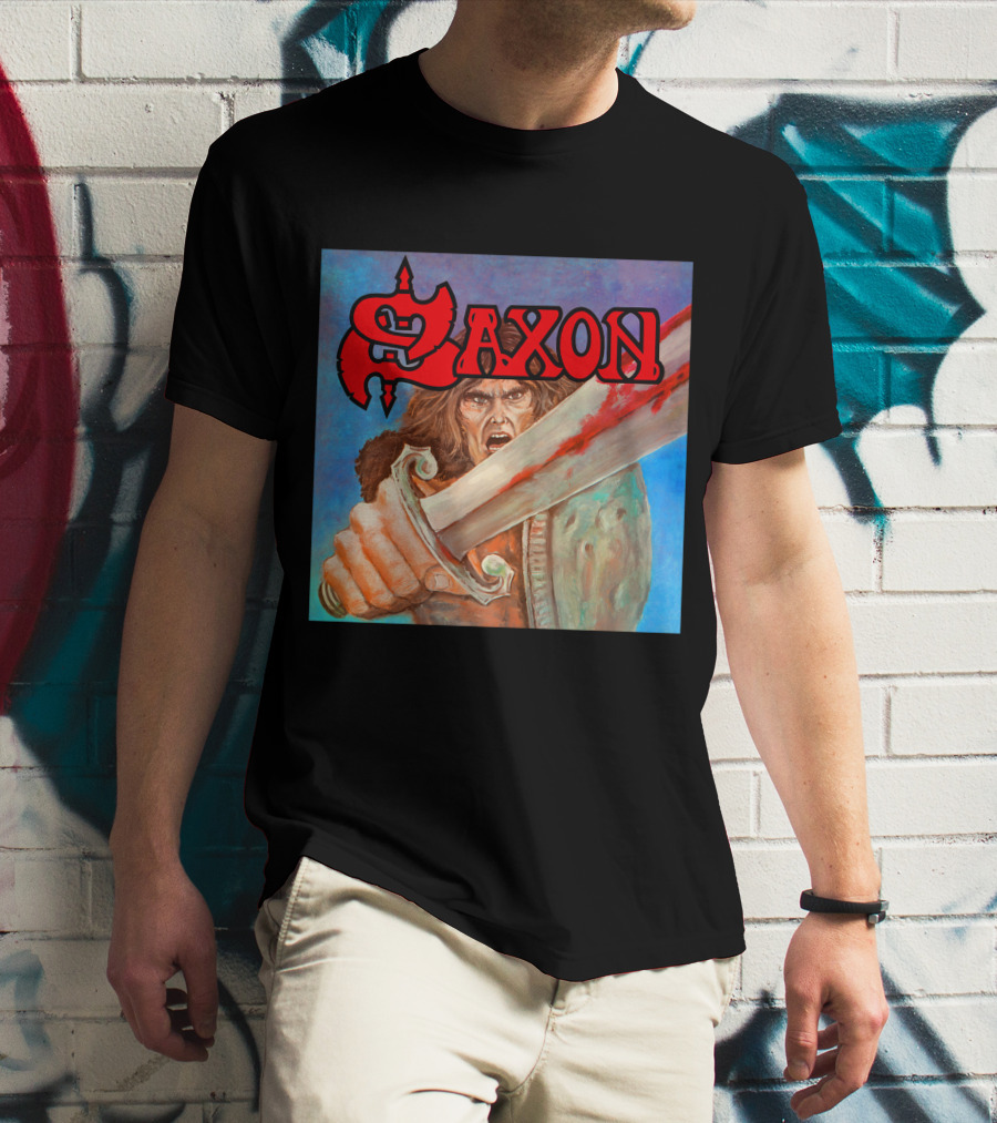 SAXON Crusader Warrior With Bloodied Sword T-Shirt