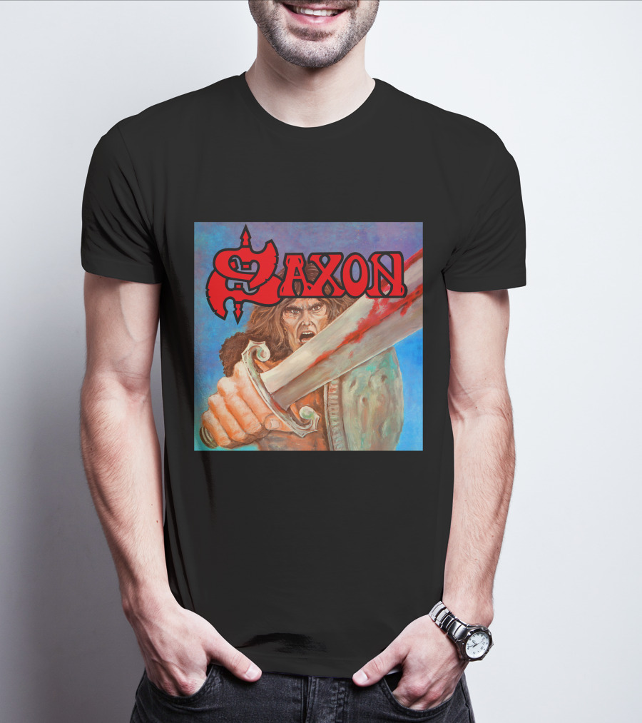 SAXON Crusader Warrior With Bloodied Sword T-Shirt