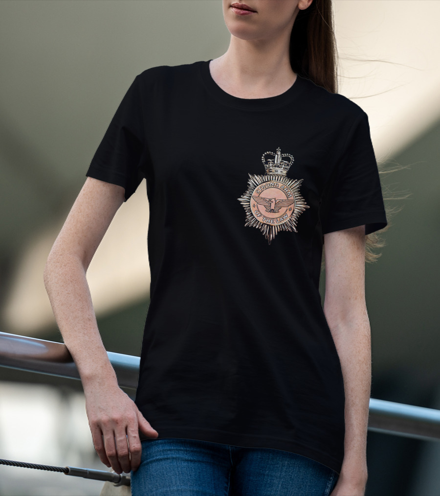 Saxon Strong Arm Of The Law Badge With Crown And Eagle Emblem T-Shirt