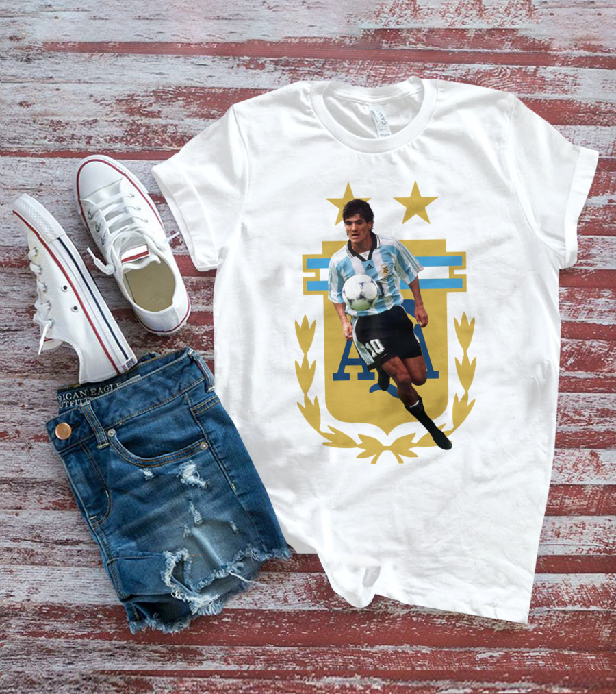 Argentinian Soccer Legend Number 10 Ortega AFA Emblem T-Shirt