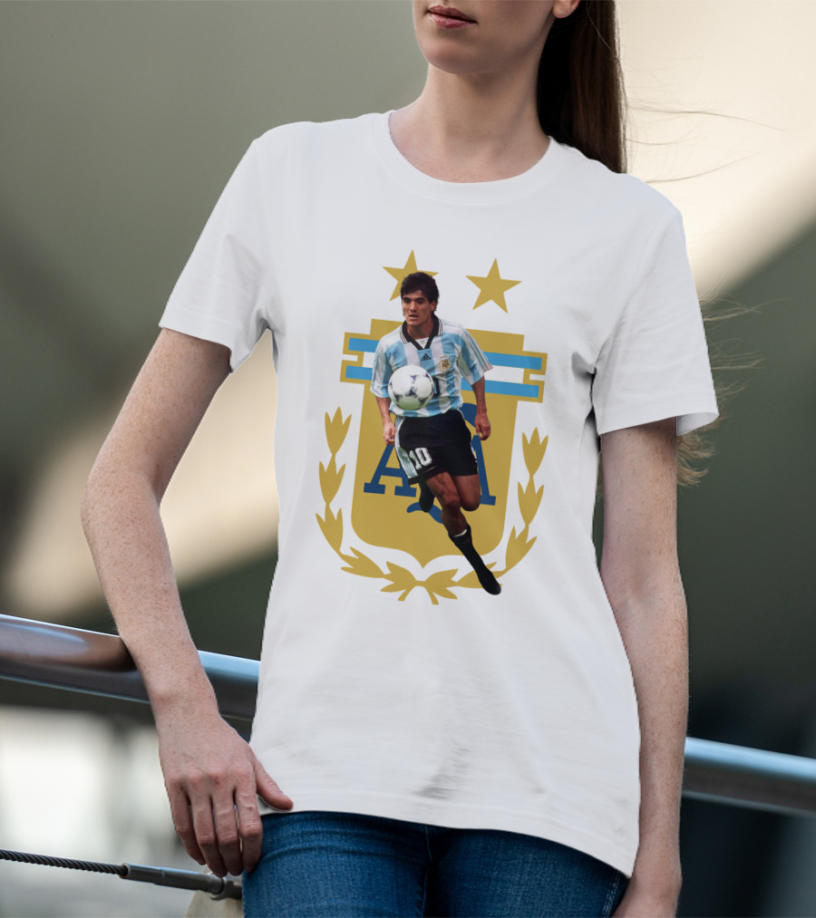 Argentinian Soccer Legend Number 10 Ortega AFA Emblem T-Shirt