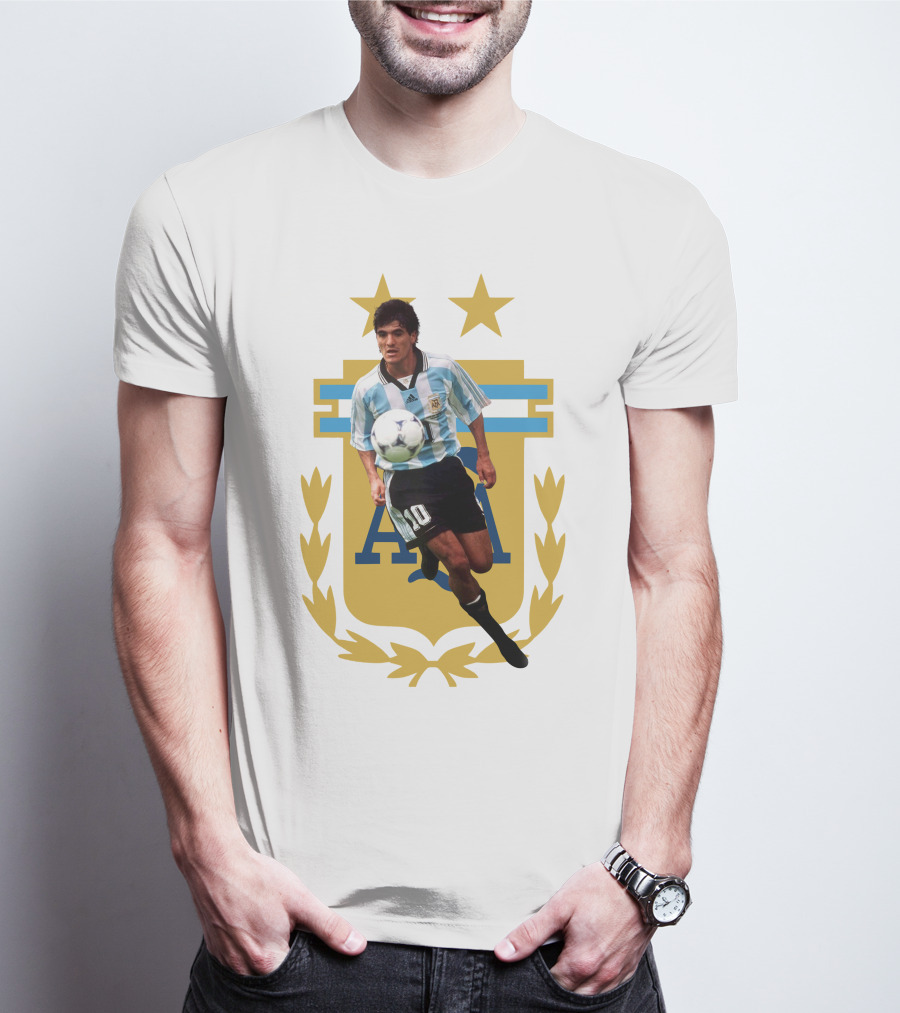 Argentinian Soccer Legend Number 10 Ortega AFA Emblem T-Shirt