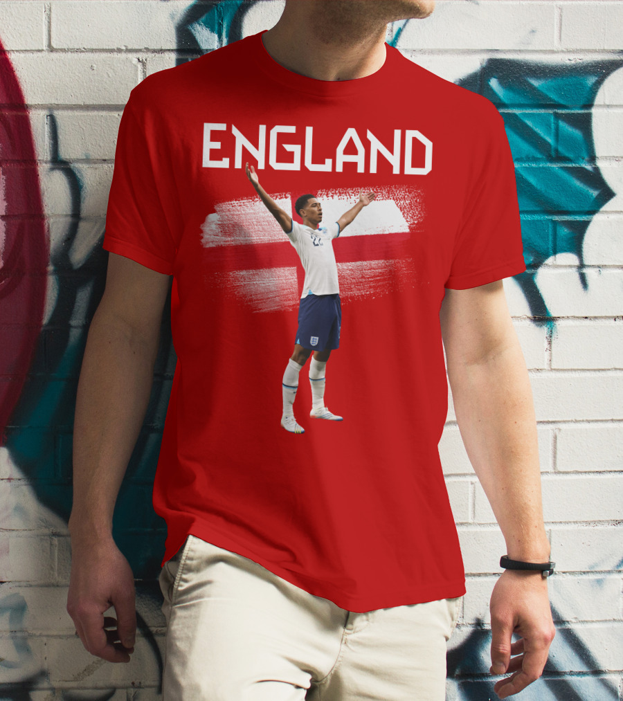 Jude Bellingham England Football Celebration With Red Cross T-Shirt