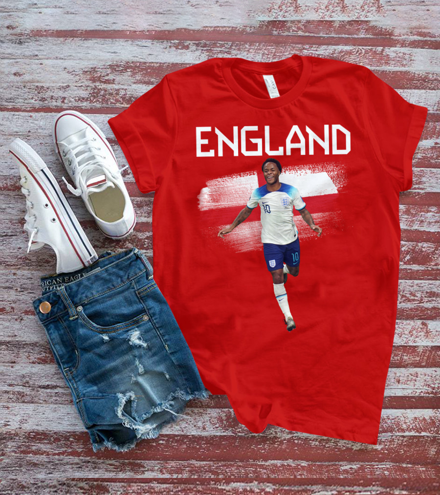 Raheem Sterling England Football 10 Euro Kit Cross Background T-Shirt