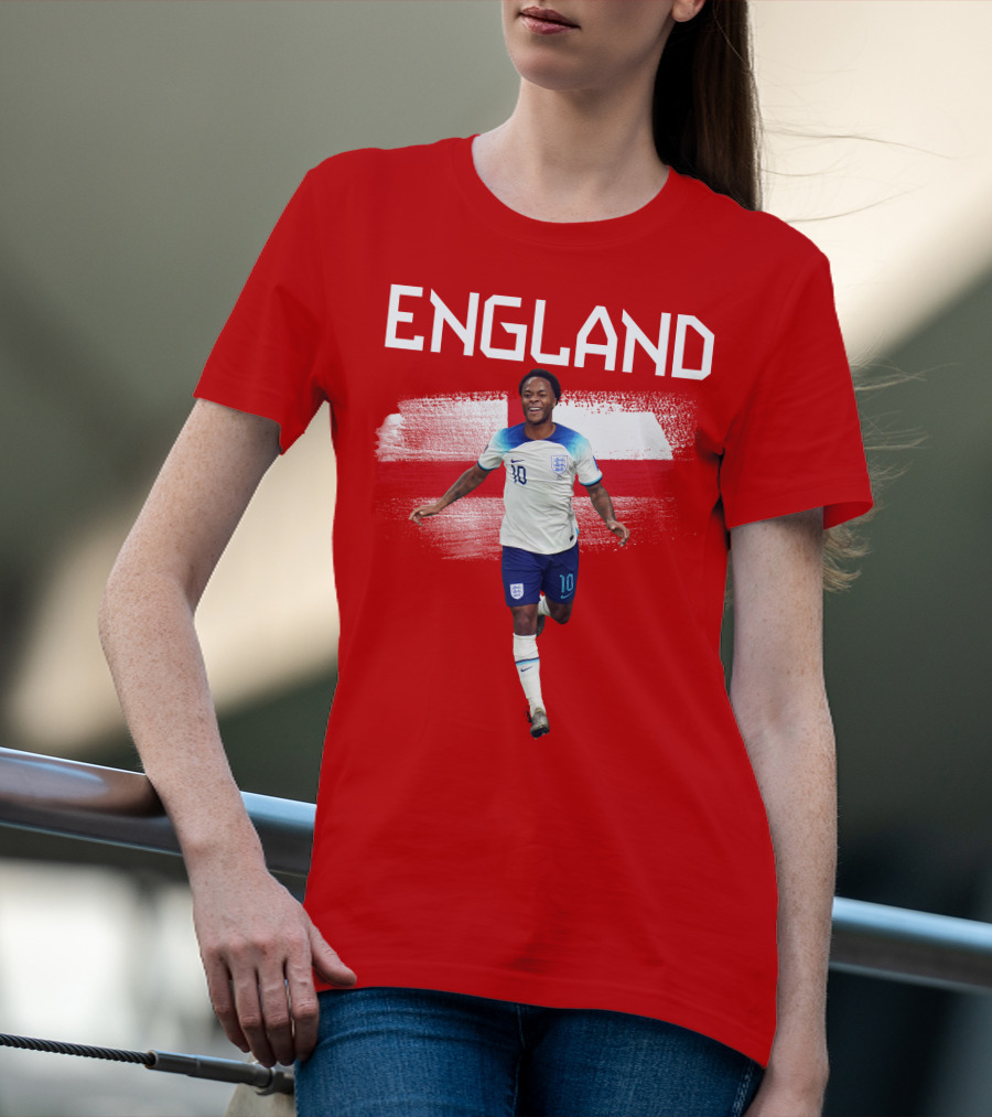 Raheem Sterling England Football 10 Euro Kit Cross Background T-Shirt