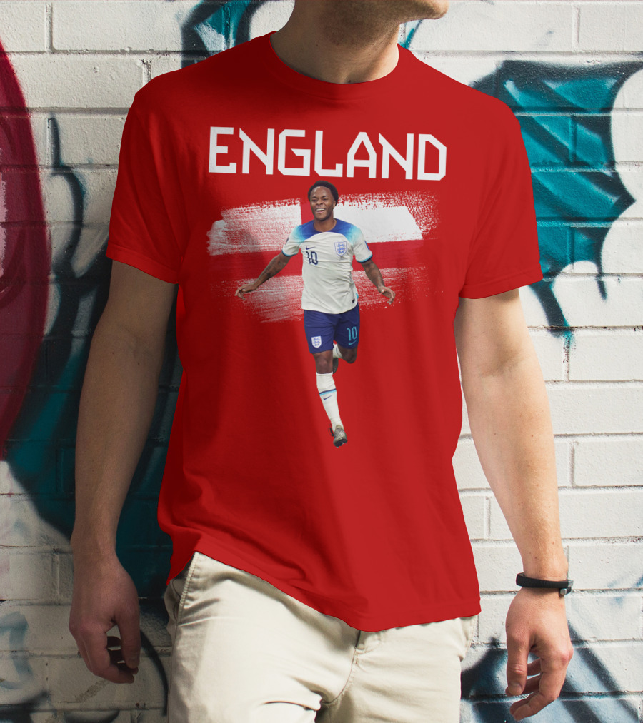 Raheem Sterling England Football 10 Euro Kit Cross Background T-Shirt