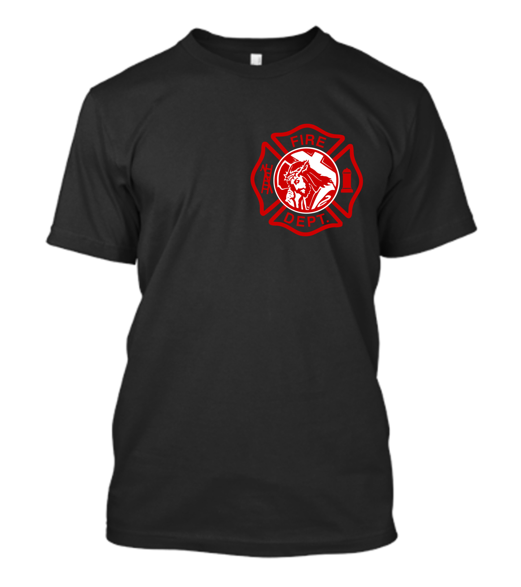 Cross Fire Dept Maltese Cross Badge With Firefighter Text Elements T-Shirt