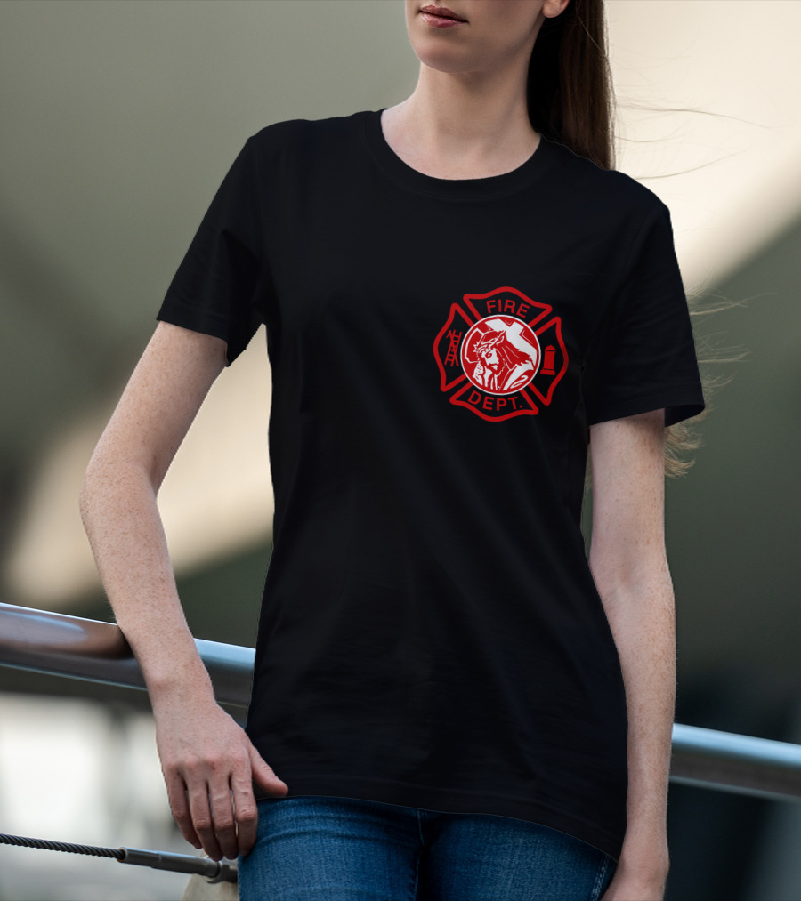 Cross Fire Dept Maltese Cross Badge With Firefighter Text Elements T-Shirt