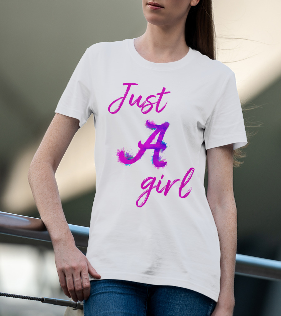 Just A Girl Aesthetic Calligraphy Bright Colors T-Shirt