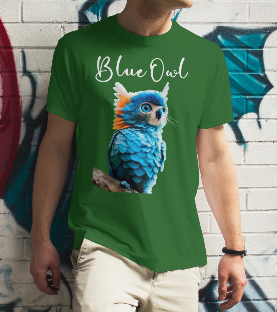 Beautiful Blue Owl Fantasy Creature T-Shirt