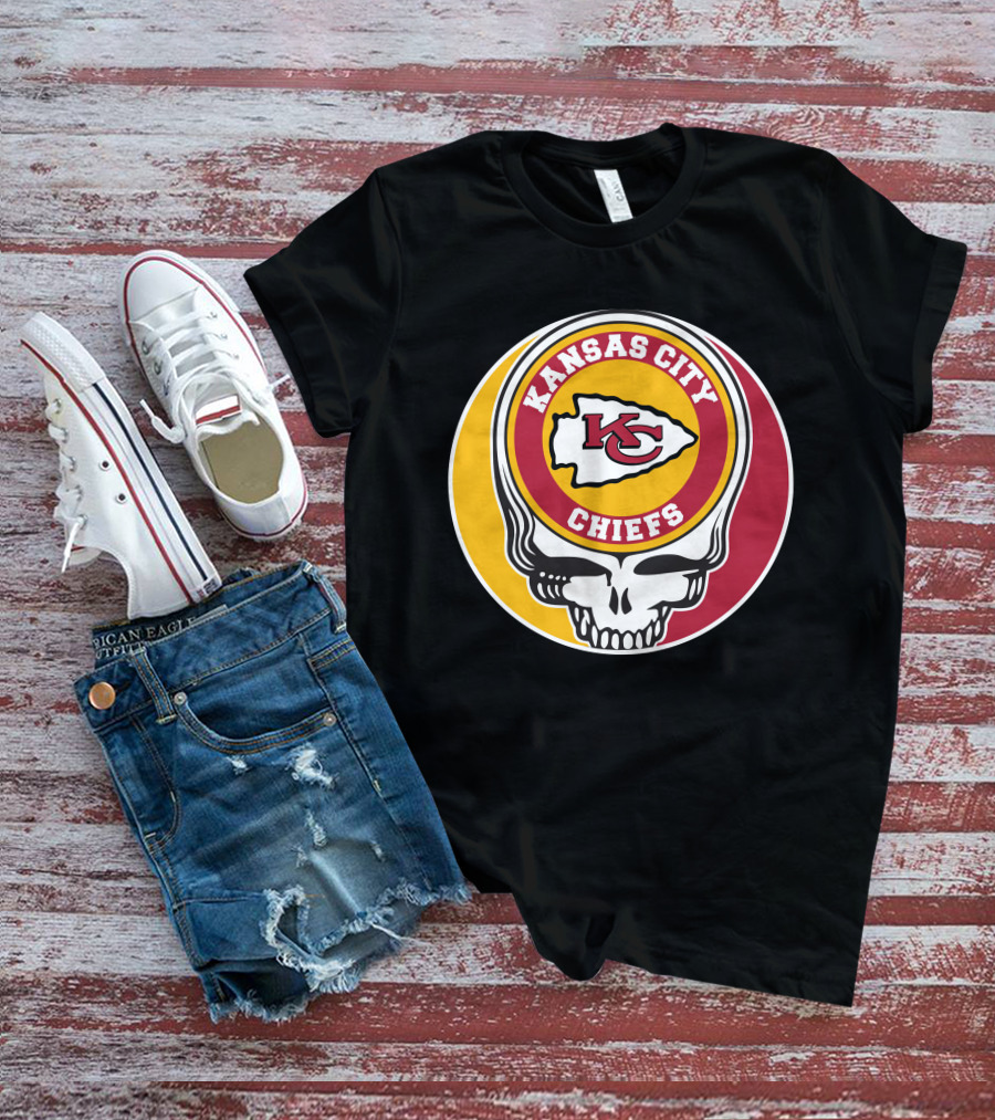Kansas City Chiefs Grateful Dead Skull Logo Collaboration T-Shirt