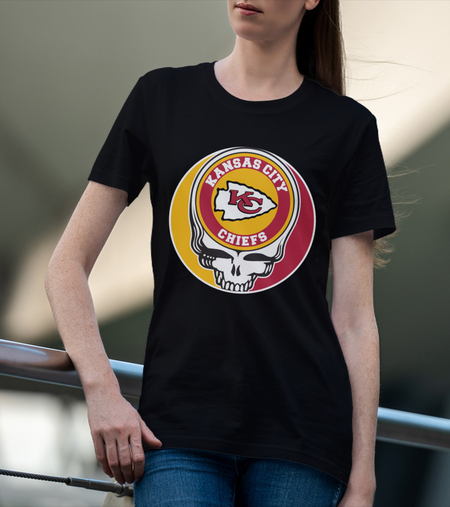 Kansas City Chiefs Grateful Dead Skull Logo Collaboration T-Shirt