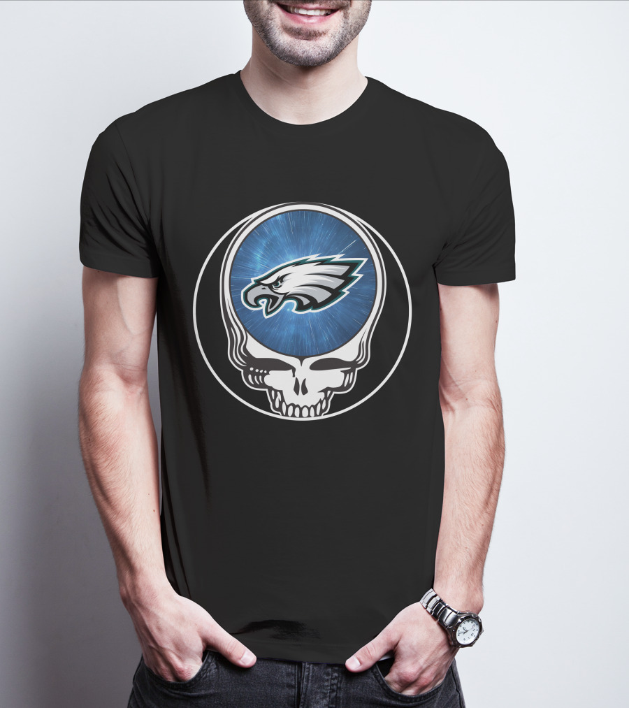 Philadelphia Eagles Grateful Dead Skull Logo Fusion T-Shirt
