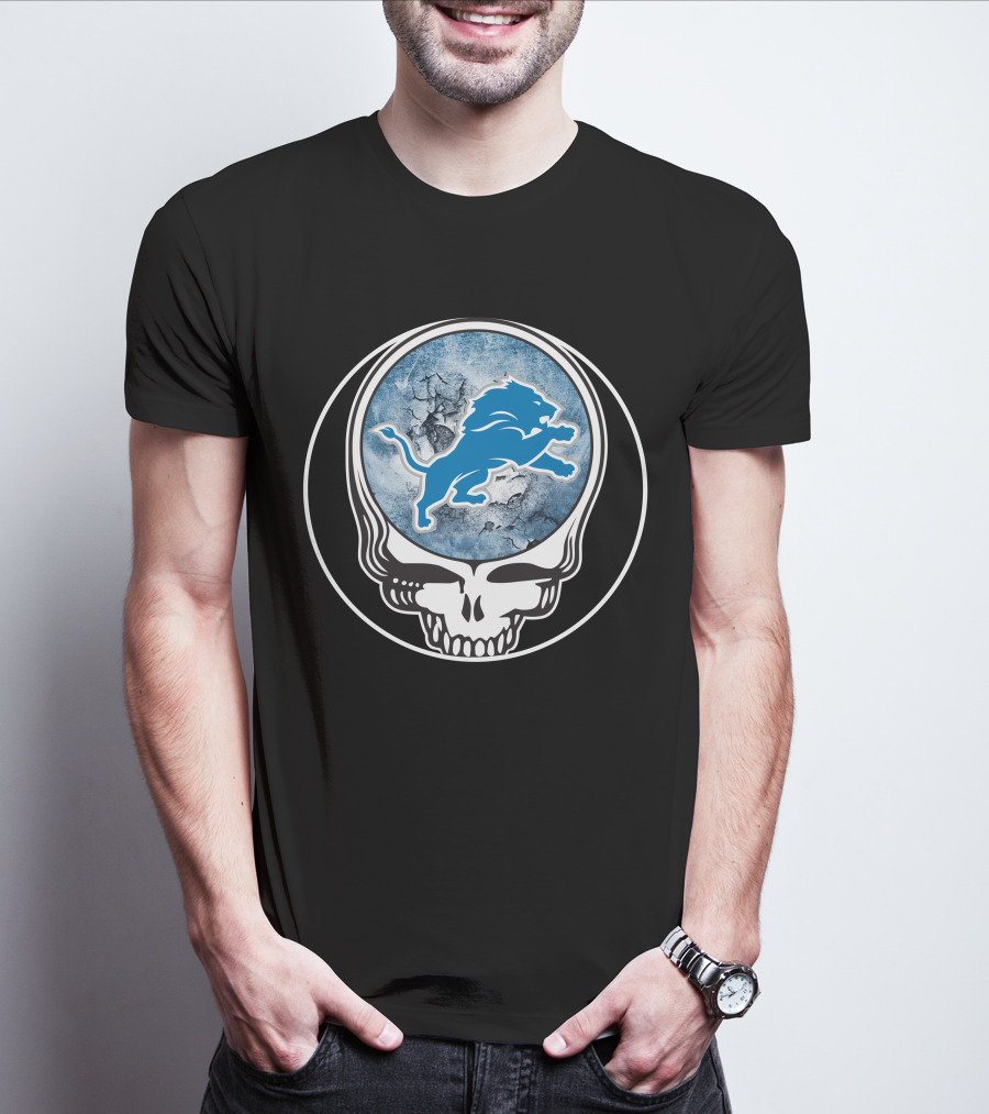 Detroit Lions Skull Logo Fusion T-Shirt