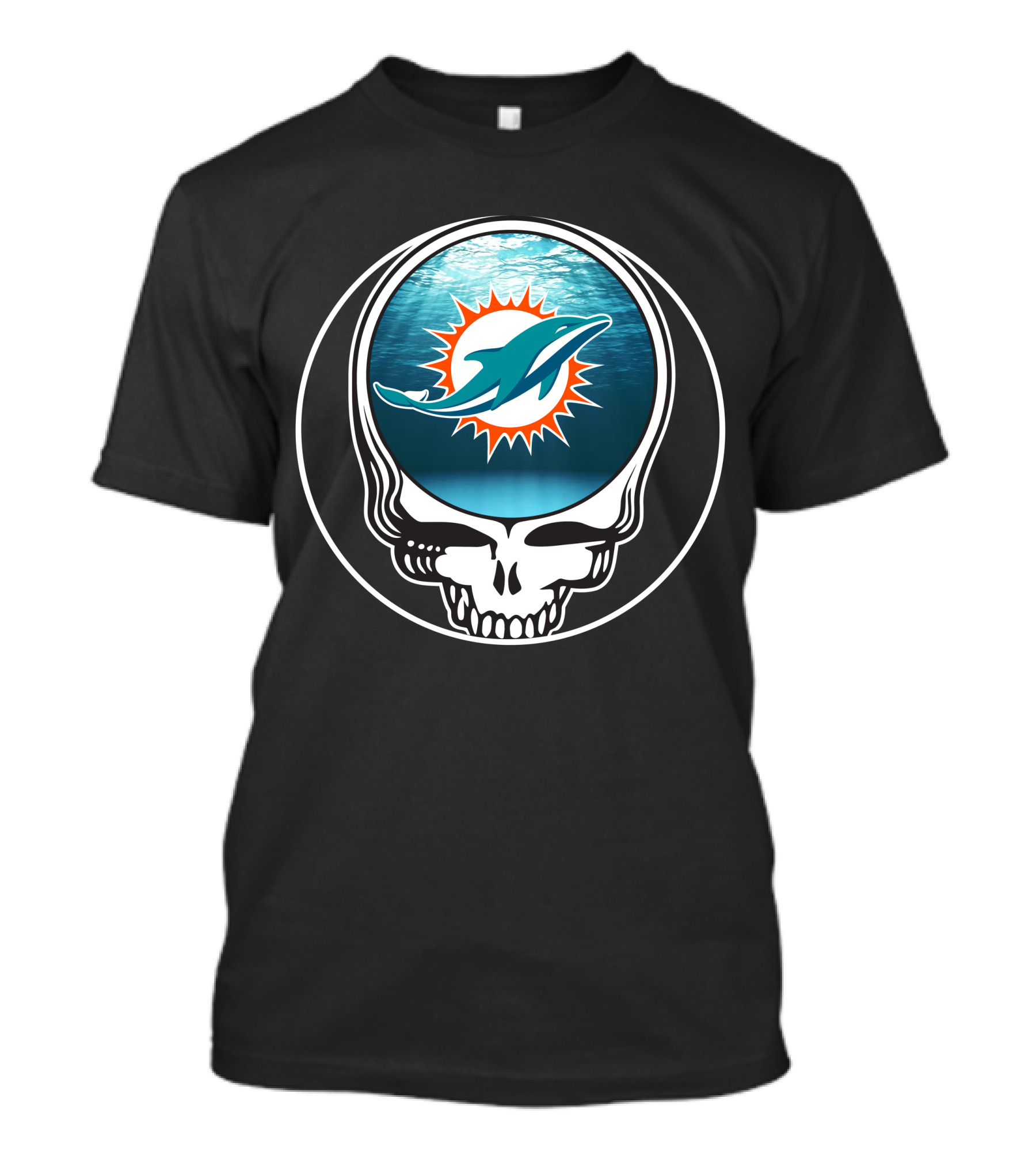 Miami Dolphins Logo Grateful Dead Skull T-Shirt