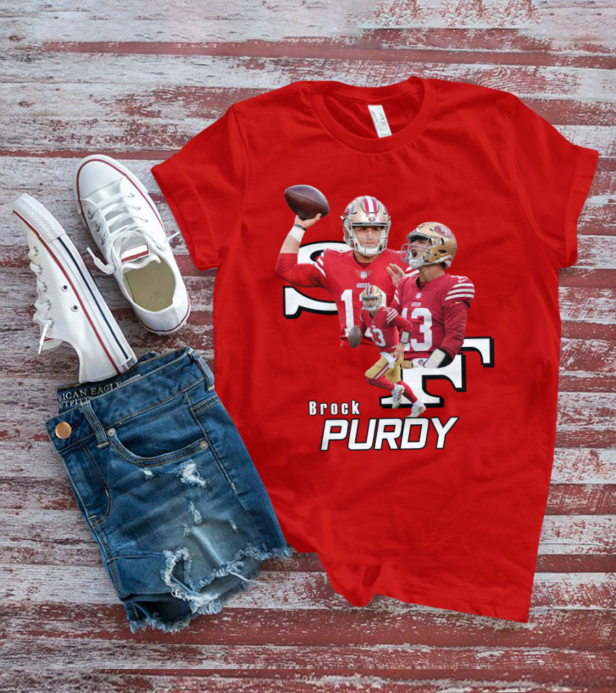 Brock Purdy NFL Quarterback Action Collage T-Shirt