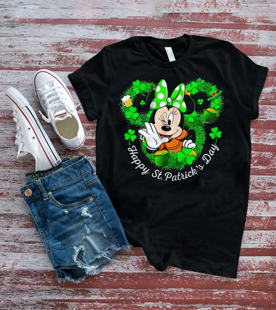 Minnie Happy St. Patrick's Day Shamrocks And Irish Celebration T-Shirt