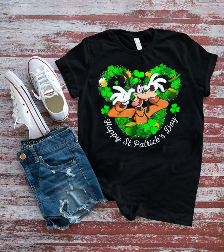 Happy St. Patrick's Day Goofy Shamrocks And Leprechaun Hat T-Shirt
