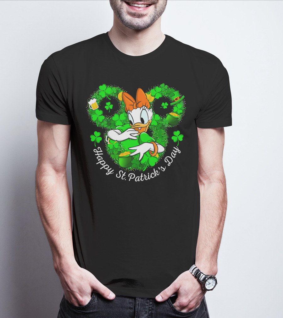 Daisy Duck Happy St. Patrick's Day Shamrocks And Pot Of Gold T-Shirt