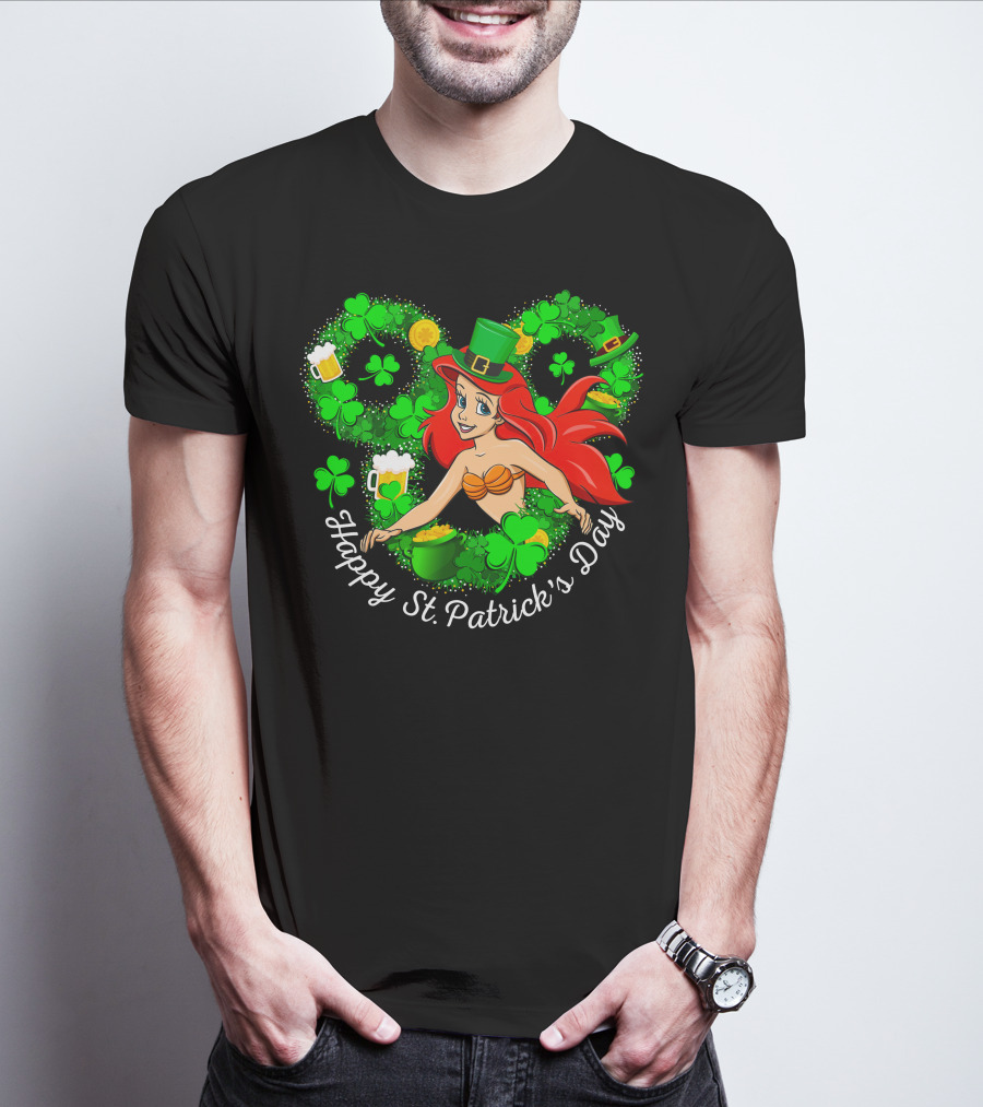 Ariel Happy St. Patrick's Day Shamrocks And Hat T-Shirt