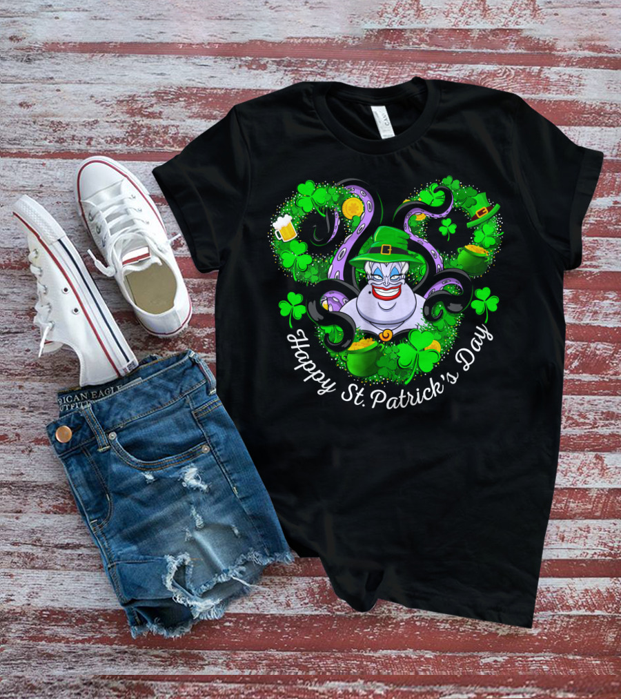 Happy St. Patrick's Day Ursula With Clovers And Gold T-Shirt